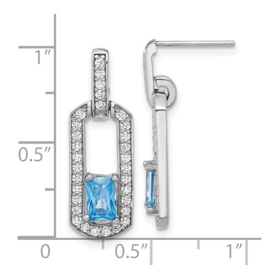 Sterling Silver Swiss Blue Topaz & CZ Dangle Earrings – view 5