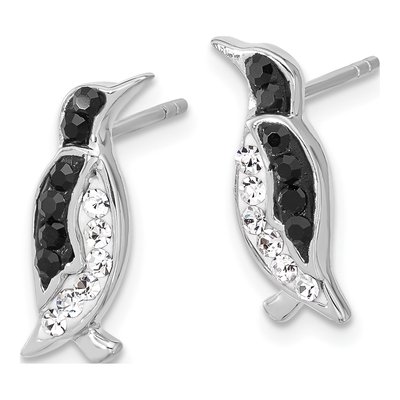Sterling Silver Crystal Penguin Stud Earrings – view 2