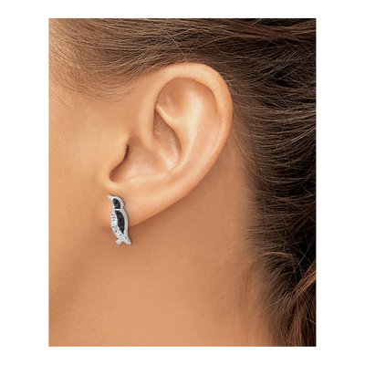 Sterling Silver Crystal Penguin Stud Earrings – view 3