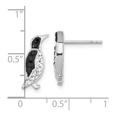 Sterling Silver Crystal Penguin Stud Earrings – view 4