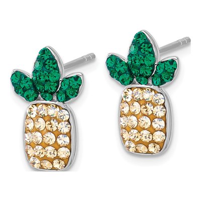 Sterling Silver Crystal Pineapple Stud Earrings – view 2