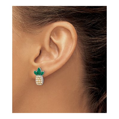 Sterling Silver Crystal Pineapple Stud Earrings – view 3