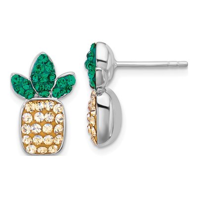 Sterling Silver Crystal Pineapple Stud Earrings