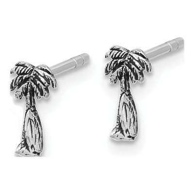 Sterling Silver Surfboard Palm Tree Stud Earrings – view 2