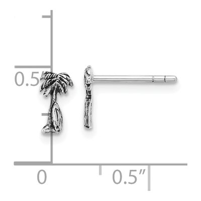 Sterling Silver Surfboard Palm Tree Stud Earrings – view 4