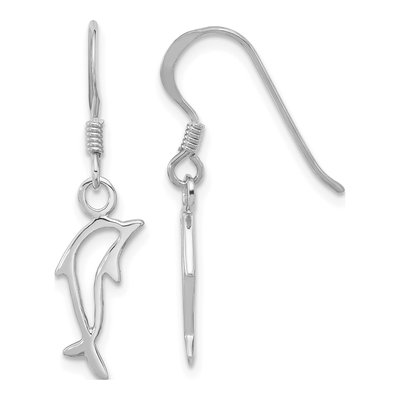 Sterling Silver Dolphin Dangle Earrings