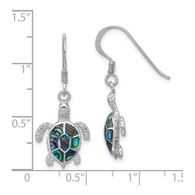 Sterling Silver Paua Shell Turtle Dangle Earrings – view 4
