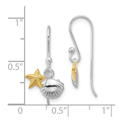 Gold-Plated Sterling Silver Starfish Shell Dangle Earrings – view 4
