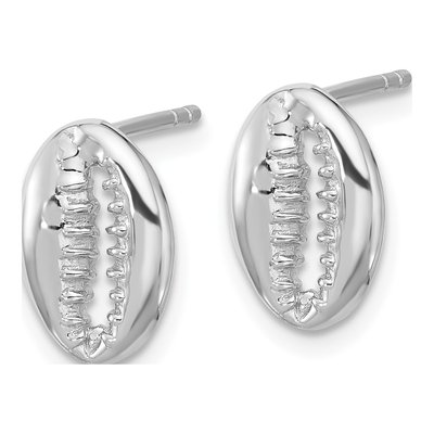 Sterling Silver Cowrie Shell Stud Earrings – view 2