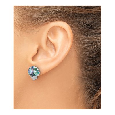 Sterling Silver Abalone Shell Stud Earrings – view 3