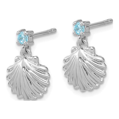 Sterling Silver CZ Shell Stud Earrings – view 2