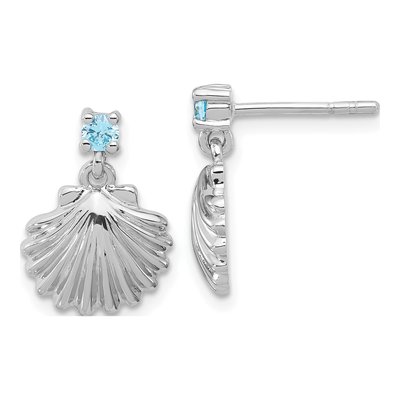 Sterling Silver CZ Shell Stud Earrings