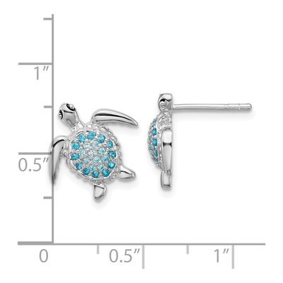 Sterling Silver CZ Turtle Stud Earrings – view 4