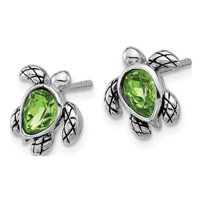 Sterling Silver Mother of Pearl Turtle Stud Earrings – view 2