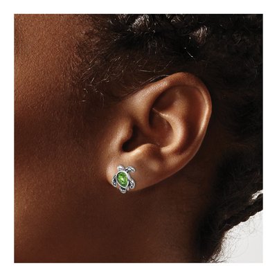 Sterling Silver Mother of Pearl Turtle Stud Earrings – view 3