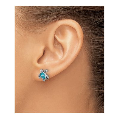 Sterling Silver Crystal Turtle Stud Earrings – view 3