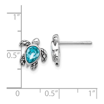 Sterling Silver Crystal Turtle Stud Earrings – view 4