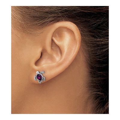 Sterling Silver Crystal Turtle Stud Earrings – view 3
