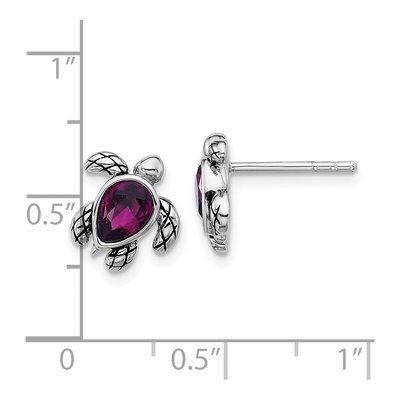 Sterling Silver Crystal Turtle Stud Earrings – view 4