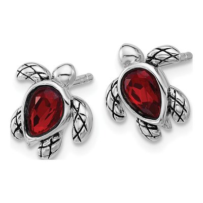 Sterling Silver Crystal Turtle Stud Earrings – view 2