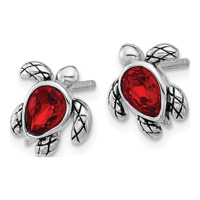 Sterling Silver Crystal Turtle Stud Earrings – view 2