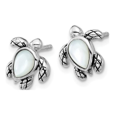 Sterling Silver Crystal Turtle Stud Earrings – view 2
