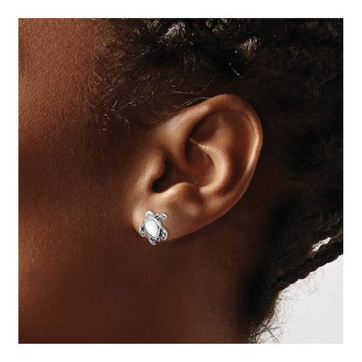 Sterling Silver Crystal Turtle Stud Earrings – view 3