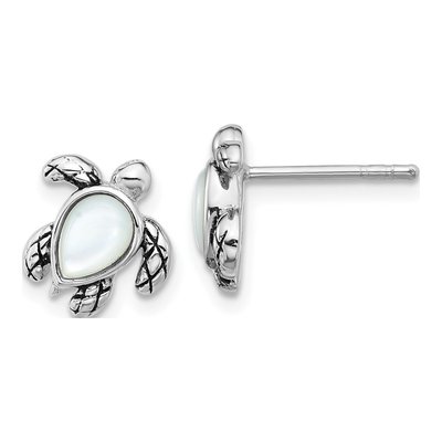 Sterling Silver Crystal Turtle Stud Earrings