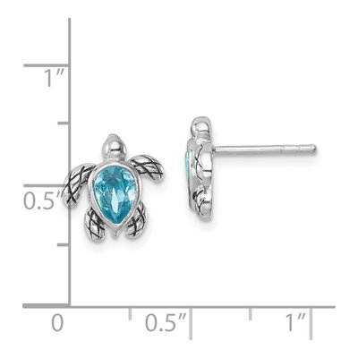 Sterling Silver Crystal Turtle Stud Earrings – view 5