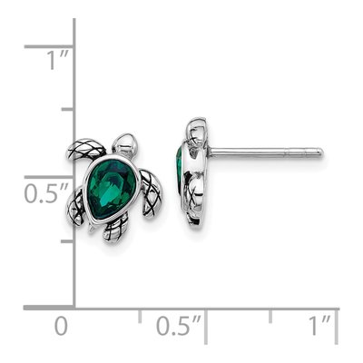 Sterling Silver Crystal Turtle May Stud Earrings – view 4