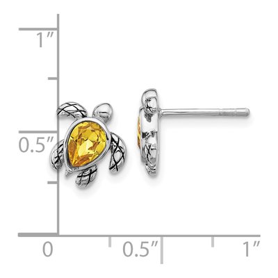 Sterling Silver Crystal Turtle Stud Earrings – view 4