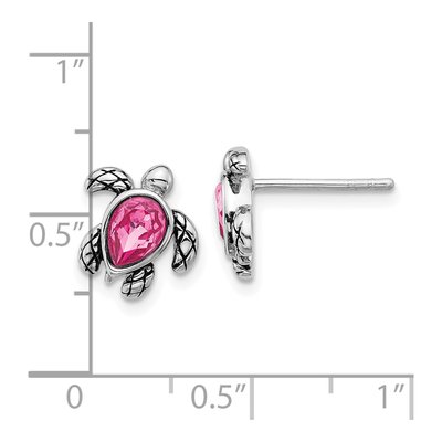 Sterling Silver Crystal Turtle Stud Earrings – view 4