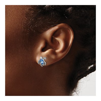 Sterling Silver Crystal Turtle Stud Earrings – view 3