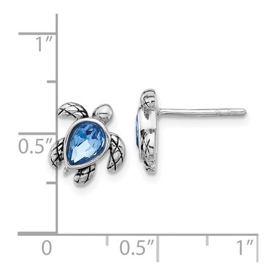 Sterling Silver Crystal Turtle Stud Earrings – view 4