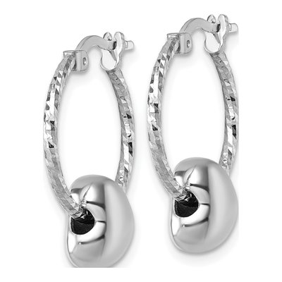 Sterling Silver 22mm Twisted Diamond-Cut Heart Hoop Earrings – view 3