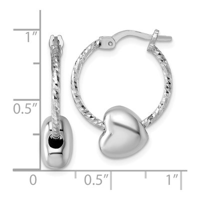 Sterling Silver 22mm Twisted Diamond-Cut Heart Hoop Earrings – view 4
