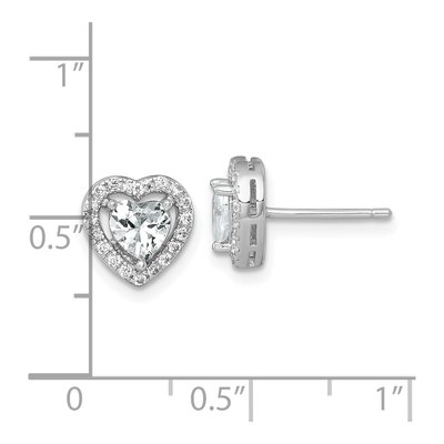 Sterling Silver Round CZ Heart Halo Stud Earrings – view 4