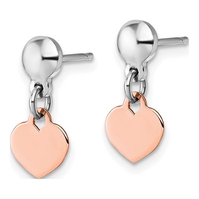 Sterling Silver Heart Disc Dangle Earrings – view 3