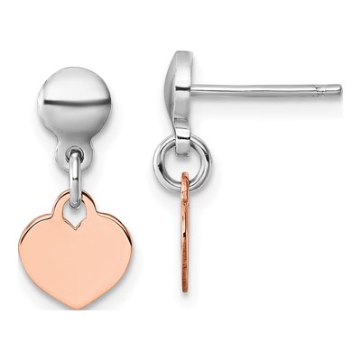 Sterling Silver Heart Disc Dangle Earrings