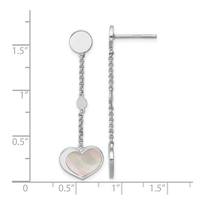 Sterling Silver Mother of Pearl Heart Dangle Earrings – view 3