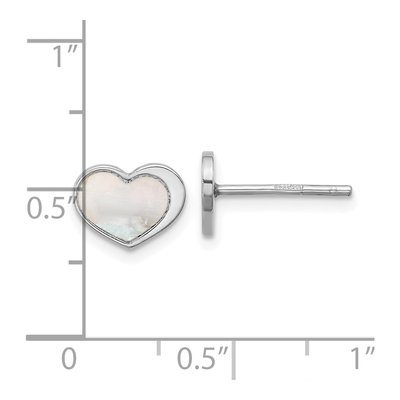 Sterling Silver Mother of Pearl Heart Stud Earrings – view 4