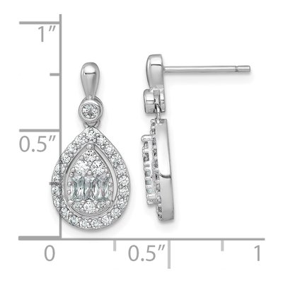 Sterling Silver CZ Teardrop Halo Dangle Earrings – view 4