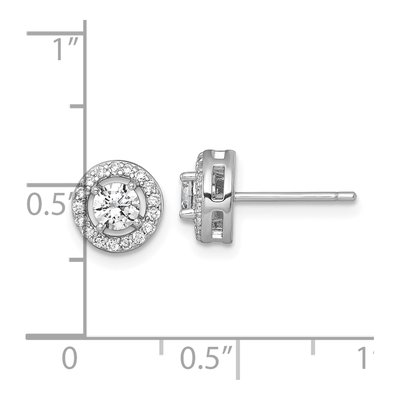 Sterling Silver CZ Halo Stud Earrings – view 4