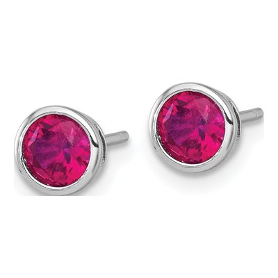 Sterling Silver Round CZ Bezel Stud Earrings – view 3
