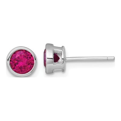 Sterling Silver Round CZ Bezel Stud Earrings