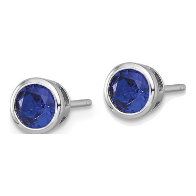 Sterling Silver Round CZ Bezel Stud Earrings – view 3