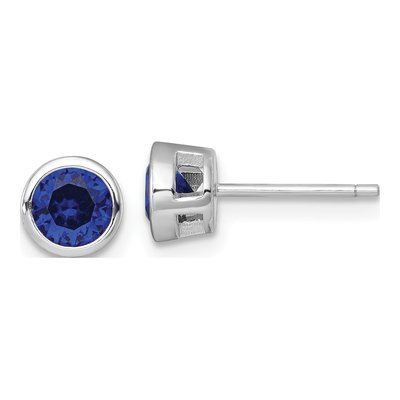 Sterling Silver Round CZ Bezel Stud Earrings