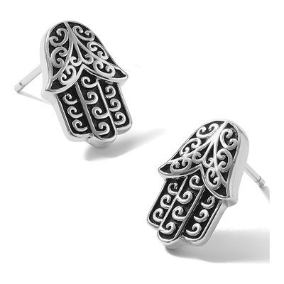 Sterling Silver Filigree Hamsa Dangle Earrings – view 5