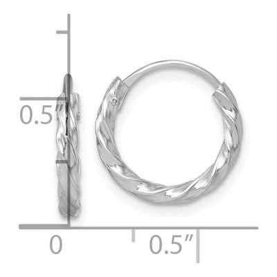 Sterling Silver 16mm Twisted Endless Hoop Earrings – view 4