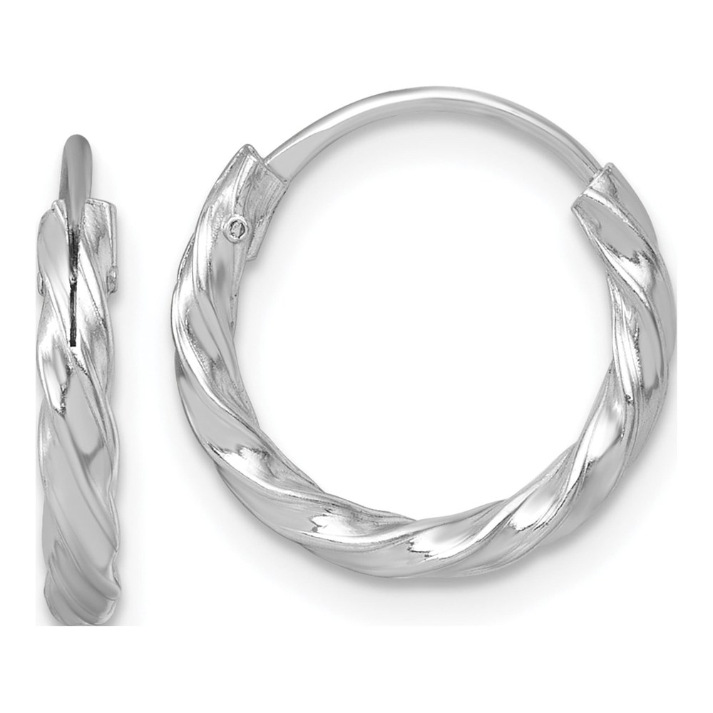 Sterling Silver Rhodium-Plated Polished Twisted 2.25 X 15.5mm Round Endless Hoop Earrings